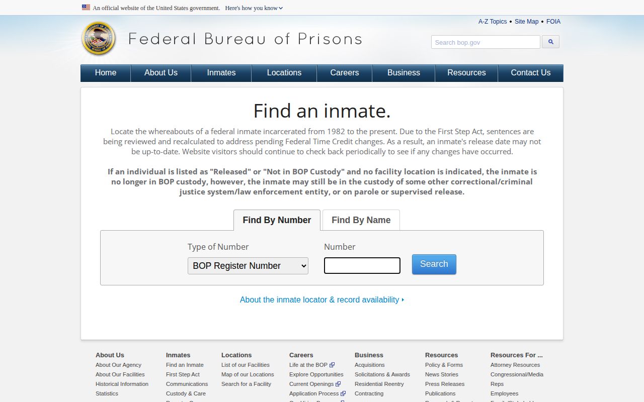 Atlantic County federal released inmate BOP locator