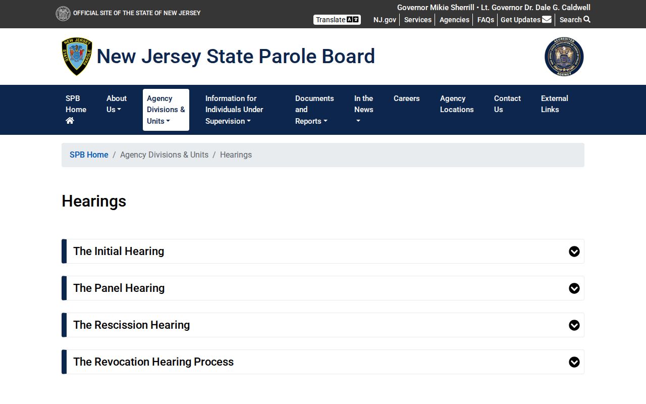 Atlantic County parole and probation hearing process from the New Jersey State Parole Board